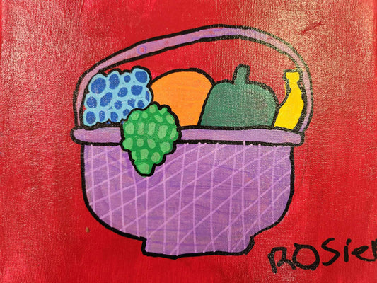 Rose K. Fruit Basket Acrylic Painting