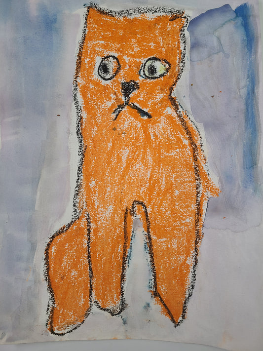 Jenny F. Cat Oil Pastel Drawing