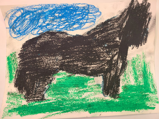 Olivia R. Oil Pastel Horse Drawing