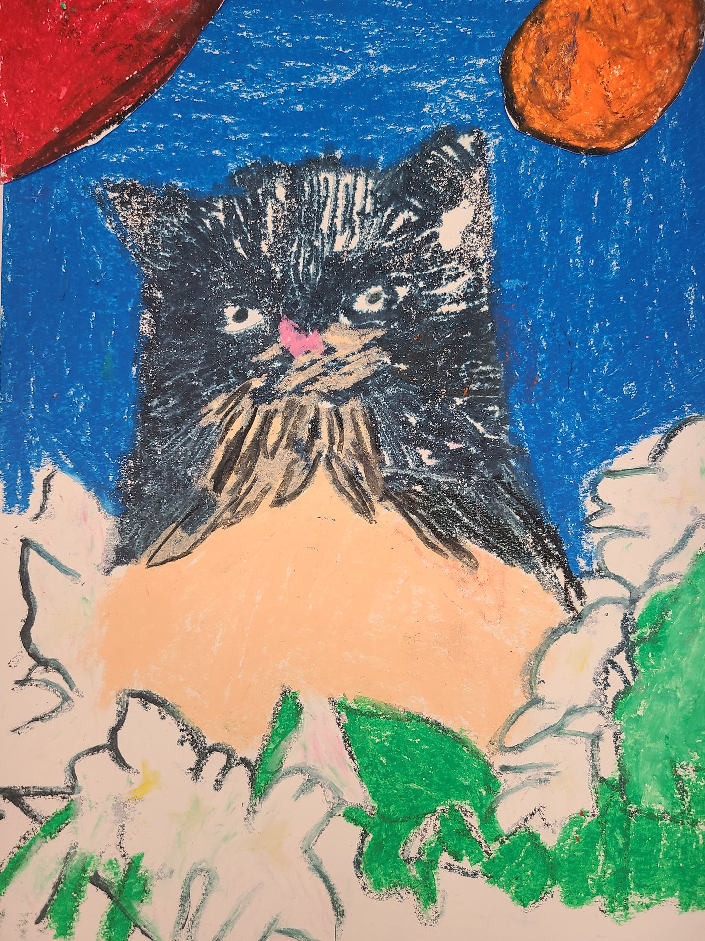 Rose K. Cat Oil Pastel Drawing