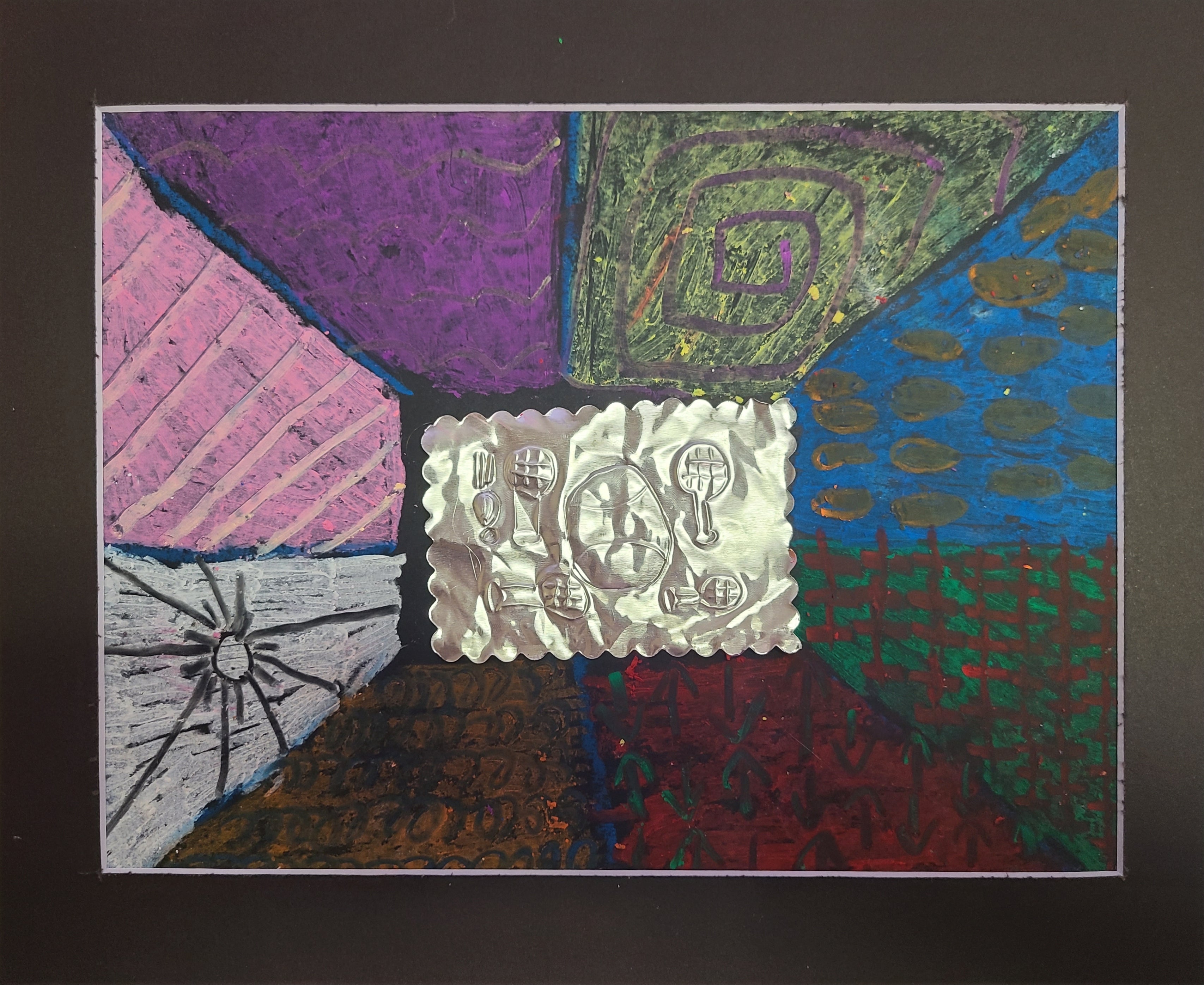 Metal Tooling/Oil Pastel Mixed Media-JM