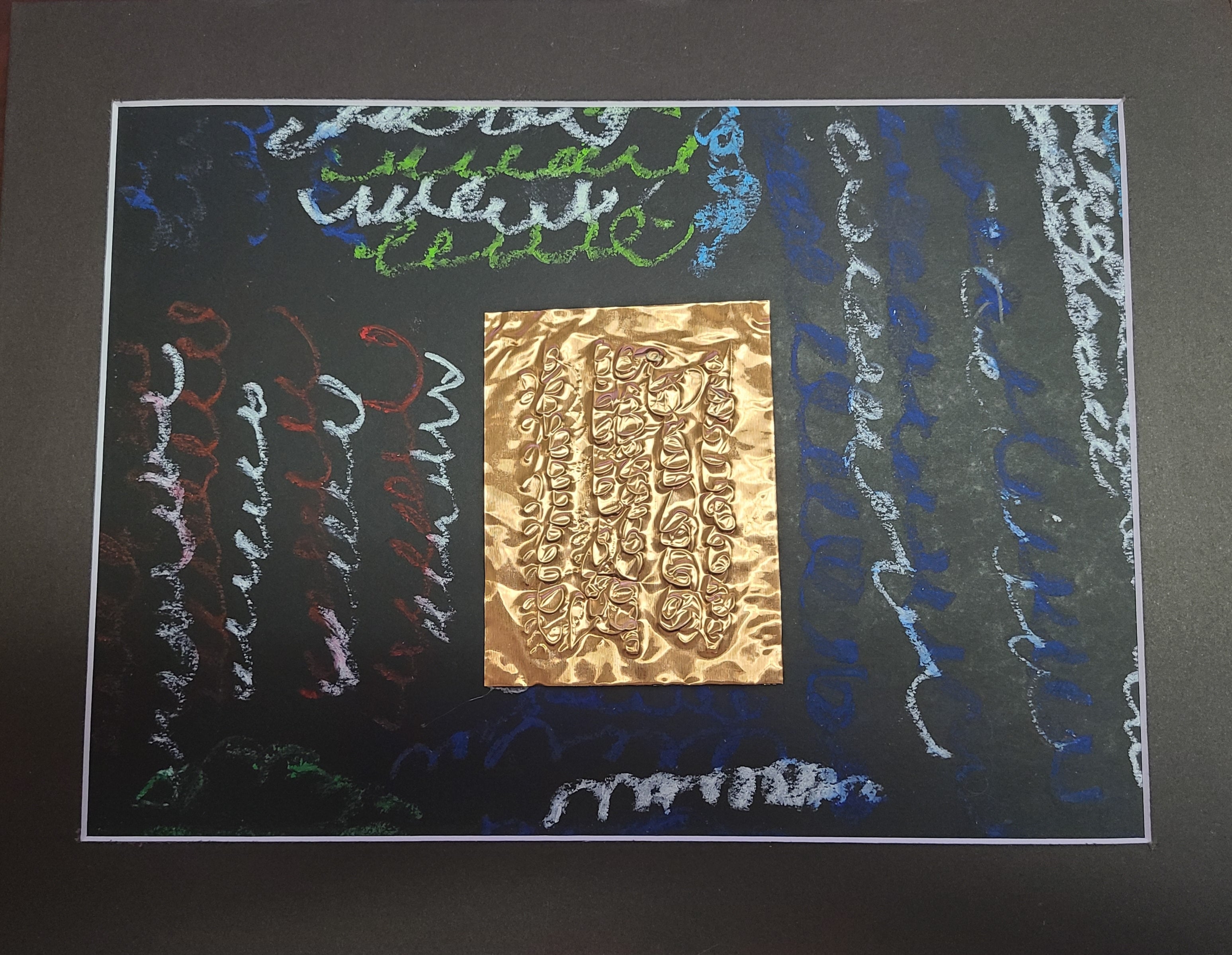 Metal Tooling/Oil Pastel Mixed Media-SK
