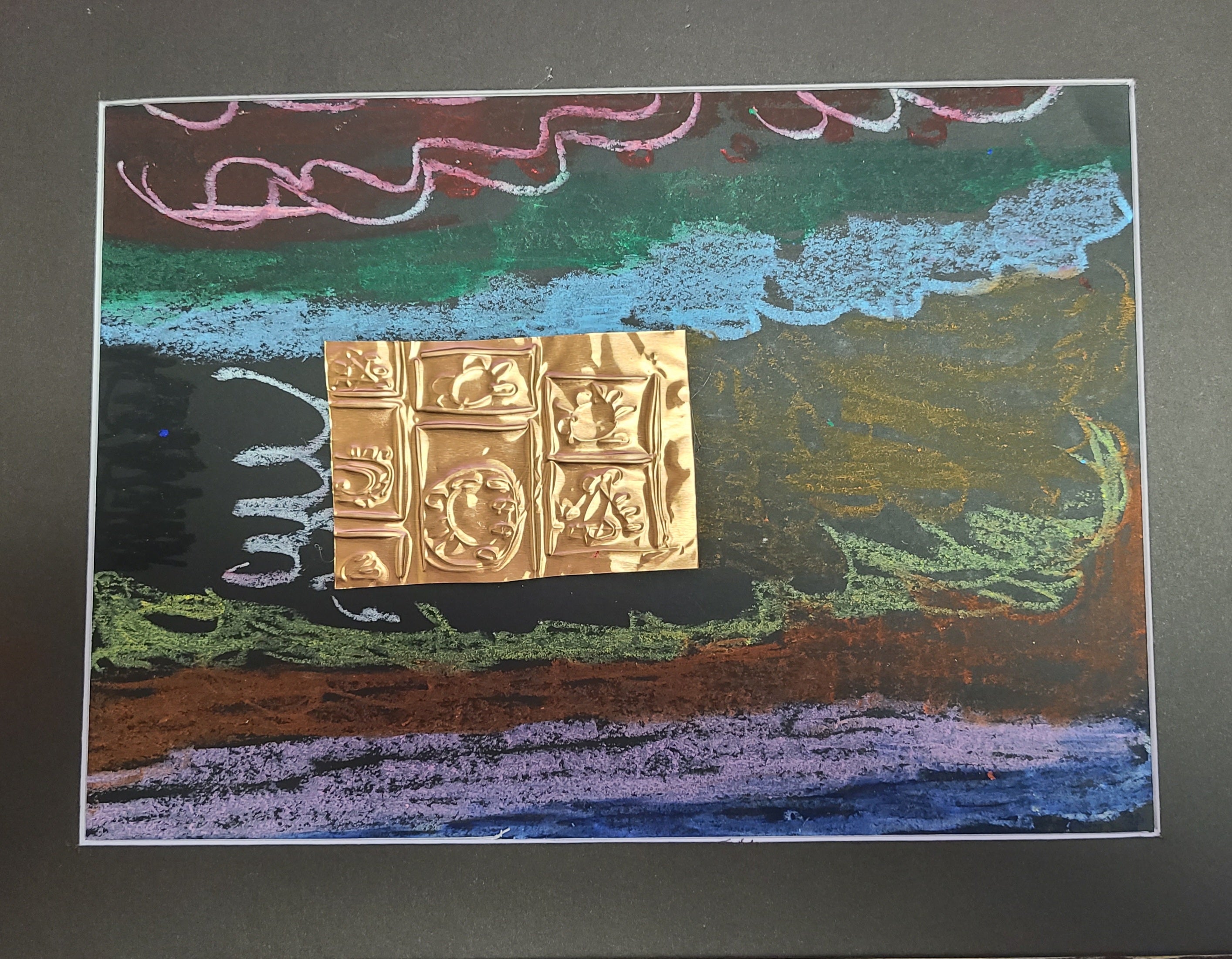 Metal Tooling/Oil Pastel Mixed Media-MWhe