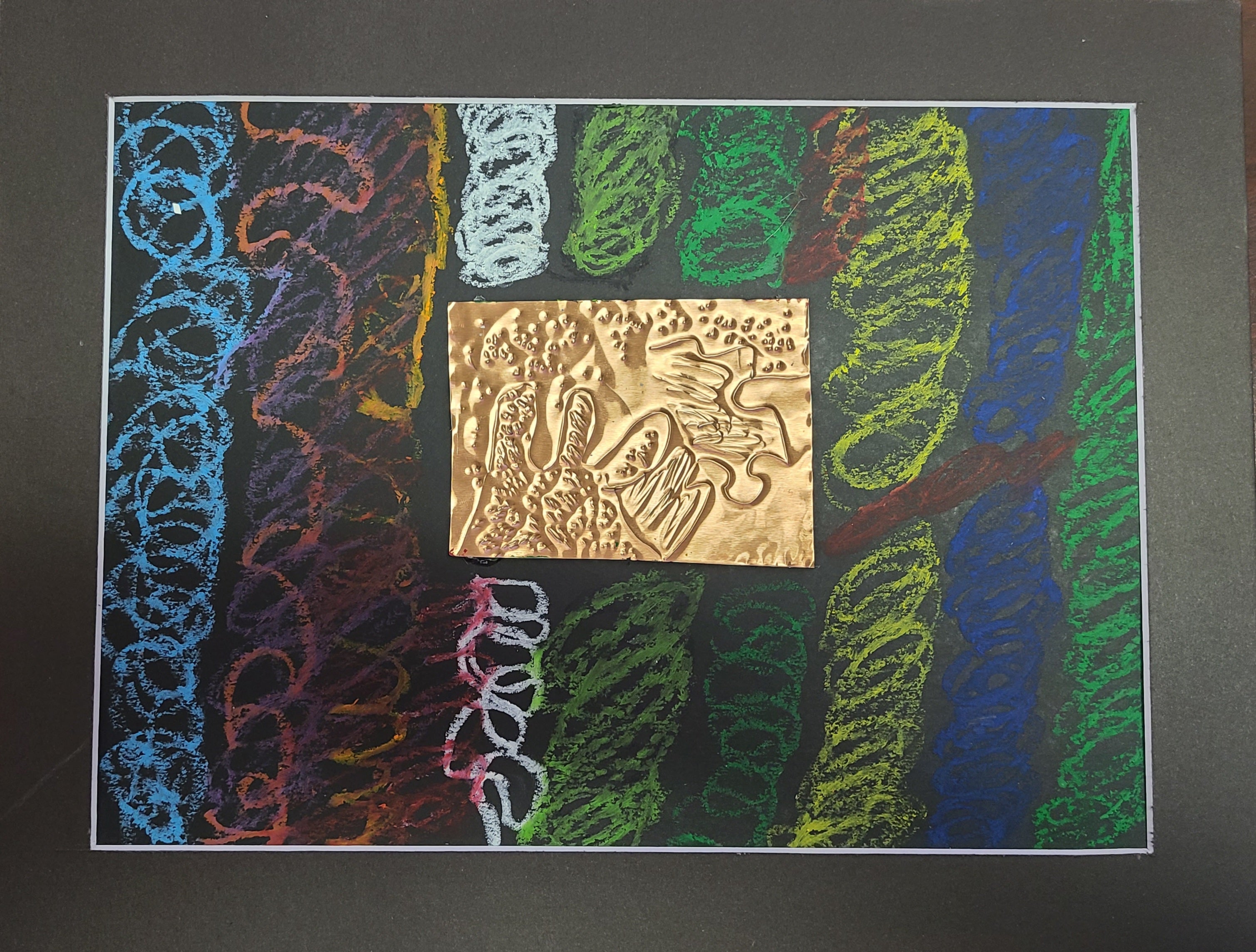 Metal Tooling/Oil Pastel Mixed Media-CR