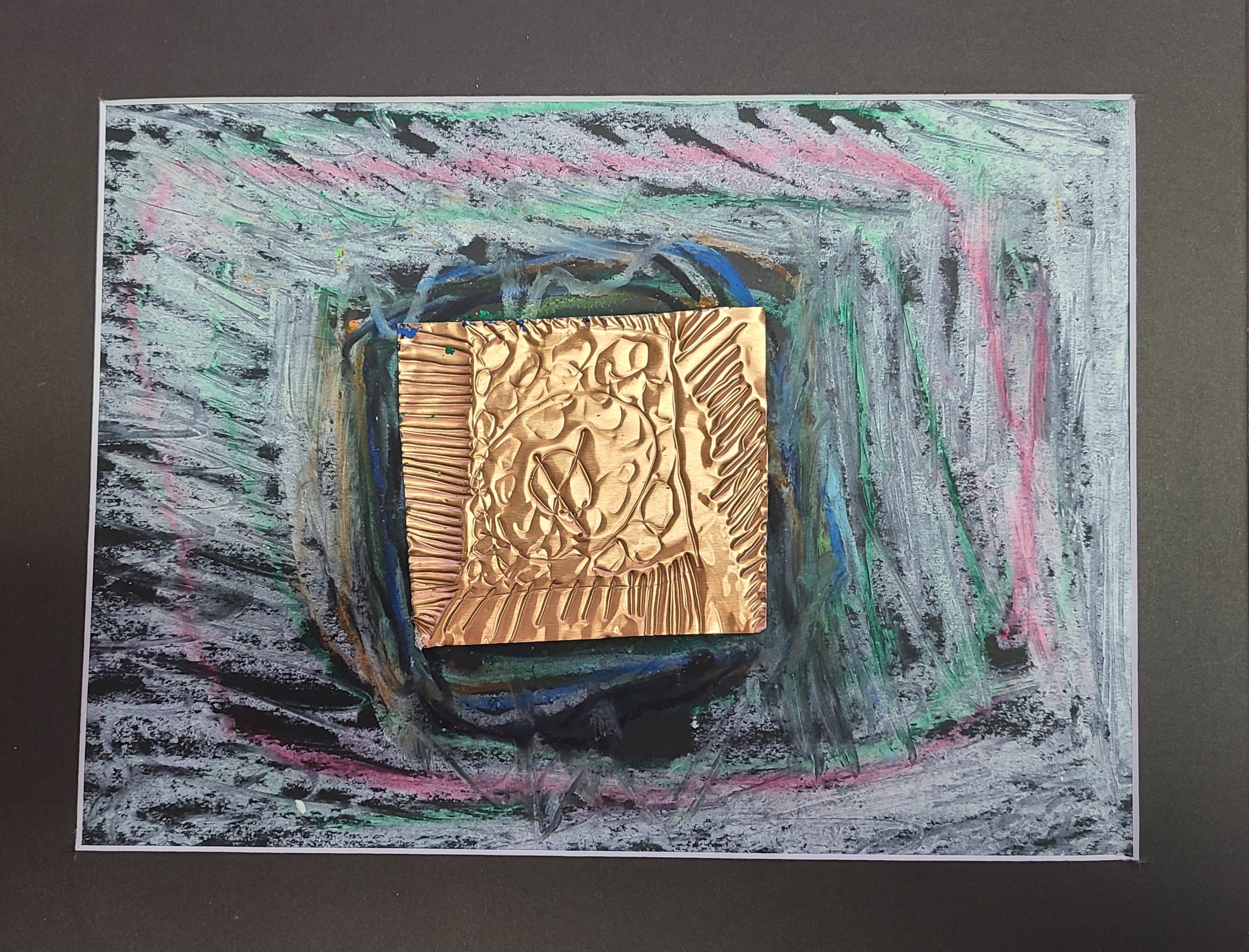Metal Tooling/Oil Pastel Mixed Media-SL