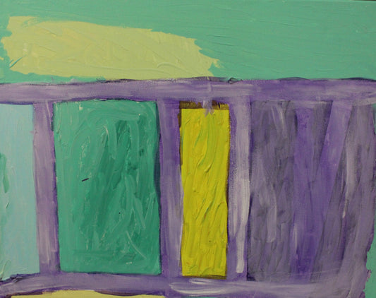 Christine F. Green and Purple Abstract Painting