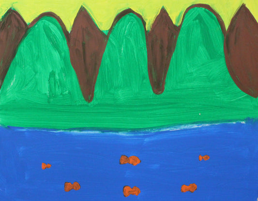 Melvina S. Mountains and Fish Painting